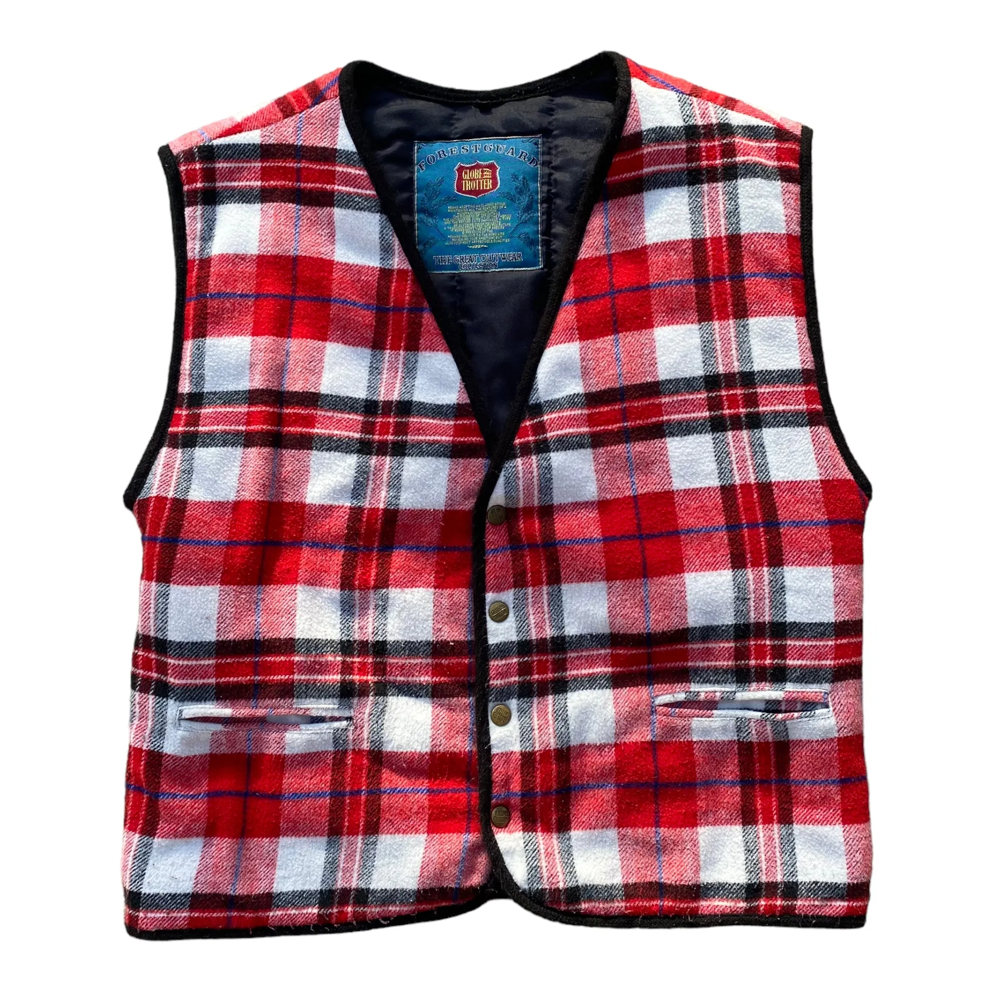 1990s Forestguard Globetrotter Vintage Plaid Flannel Button Up Vest