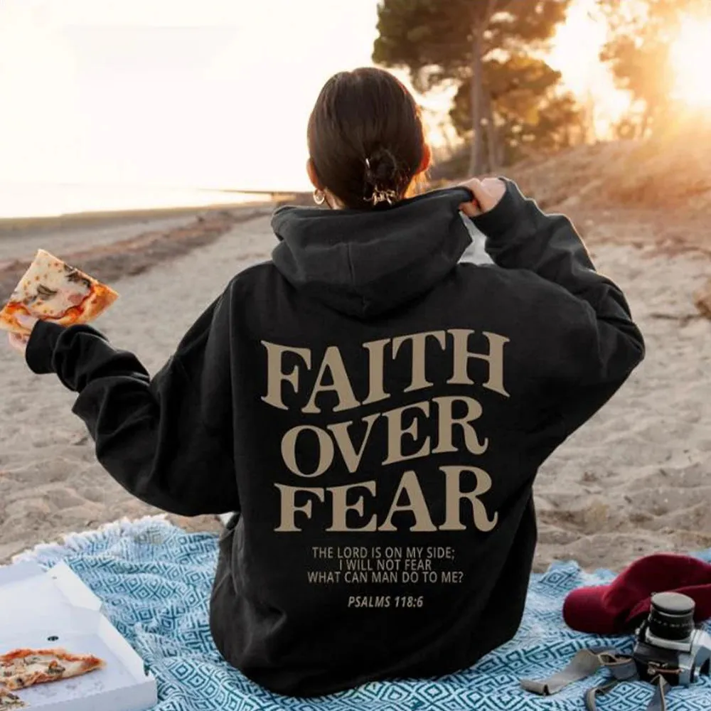 1pc Faith Over Fear Christian Hoodie Christian Sweatshirt Jesus Hoodie Trendy Hoodie Bible Verse Shirt Unisex Aesthetic Clothes