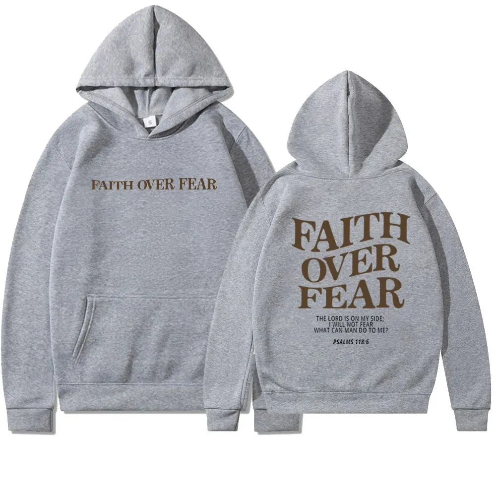 1pc Faith Over Fear Christian Hoodie Christian Sweatshirt Jesus Hoodie Trendy Hoodie Bible Verse Shirt Unisex Aesthetic Clothes
