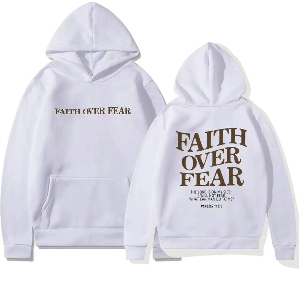 1pc Faith Over Fear Christian Hoodie Christian Sweatshirt Jesus Hoodie Trendy Hoodie Bible Verse Shirt Unisex Aesthetic Clothes