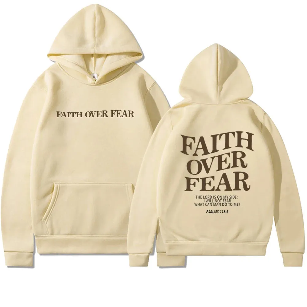 1pc Faith Over Fear Christian Hoodie Christian Sweatshirt Jesus Hoodie Trendy Hoodie Bible Verse Shirt Unisex Aesthetic Clothes