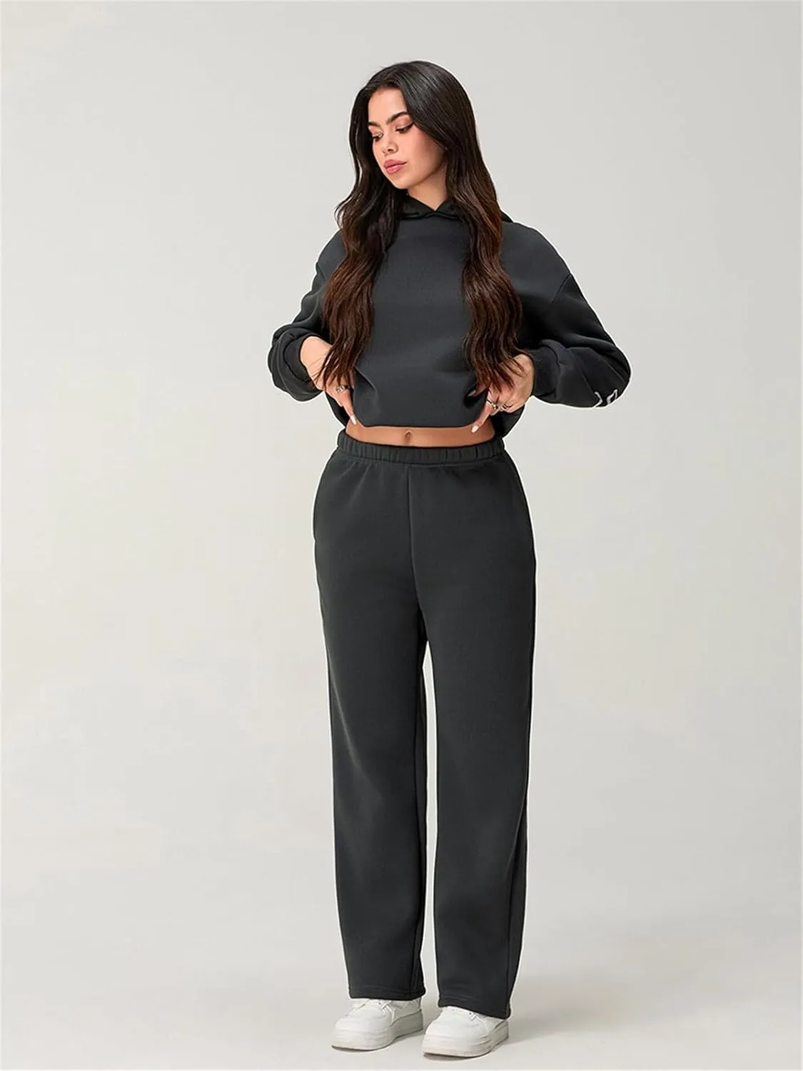 2 Piece Sweat Sets for Women Bow Sweatsuits Oversized Long Sleeve Hoodie Sweatshirt Sweatpants Y2K Track Suits Outfit