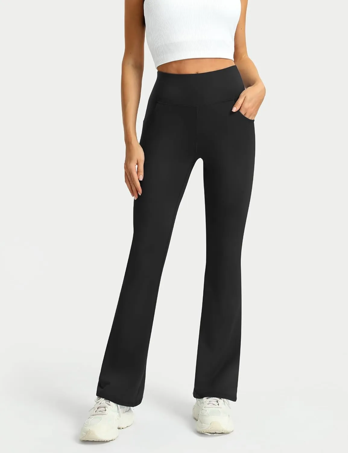 3 Packs Womens High Waist Flare Pants-Flare Yoga PantsYoga Pants with Pockets - High Waist and Wide Leg