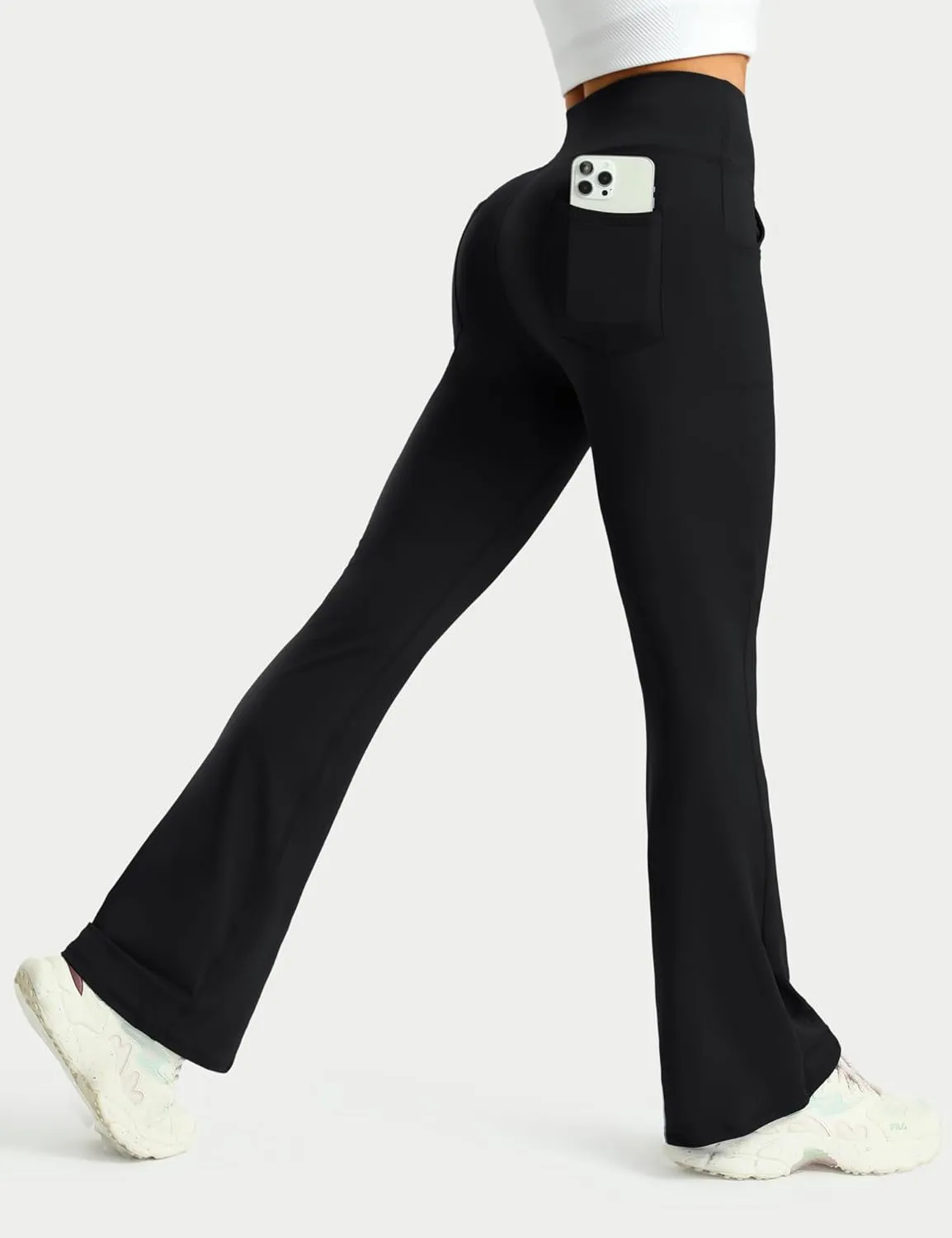 3 Packs Womens High Waist Flare Pants-Flare Yoga PantsYoga Pants with Pockets - High Waist and Wide Leg