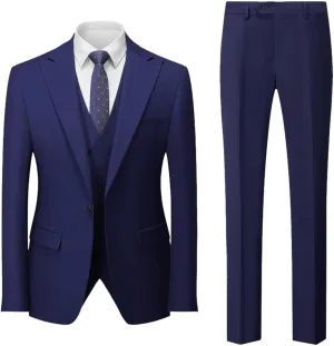 3 PC Mens Groom Tuxedos Slim Fit Wedding Suits for Men Business Suit Jacket Vest Pants Prom Party Suits