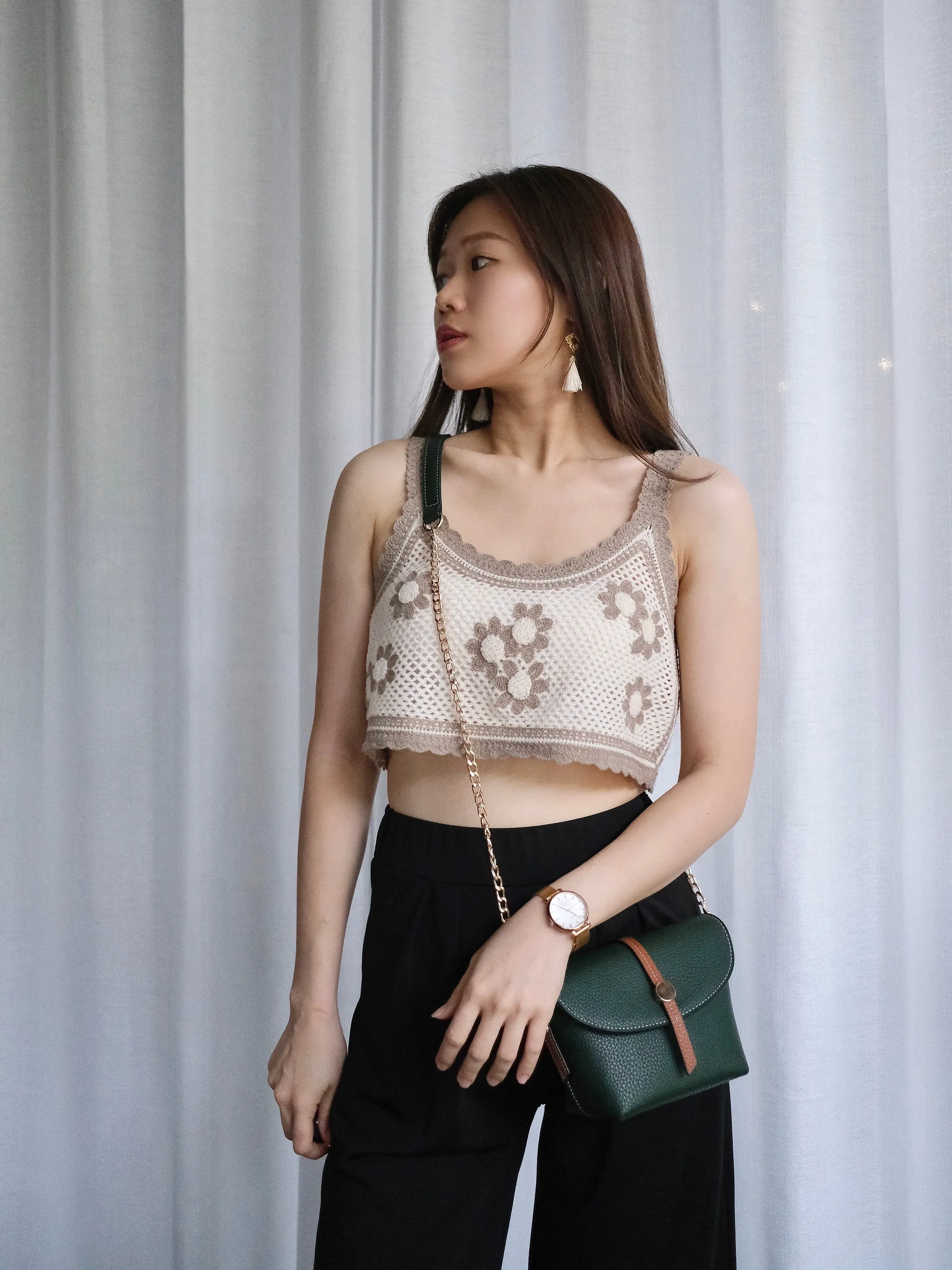 ACEWIN Floral Crochet Tank Top (Free Size) 110233
