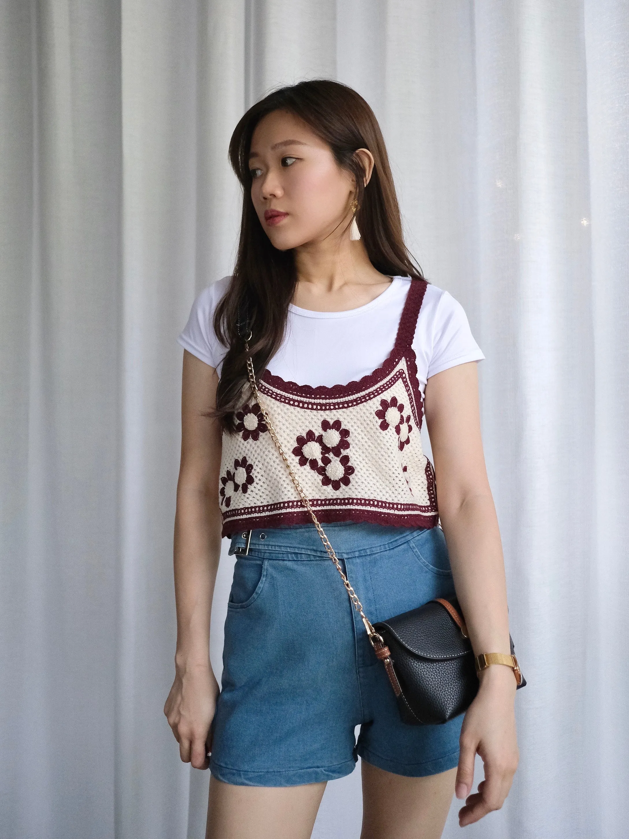 ACEWIN Floral Crochet Tank Top (Free Size) 110233