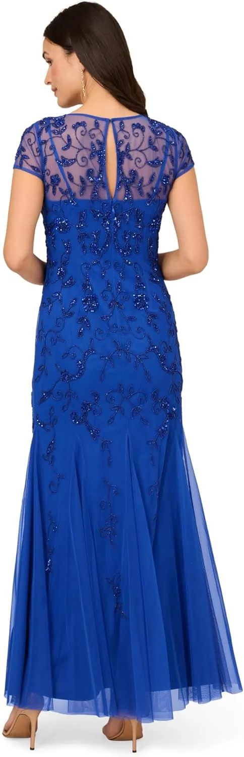 Adrianna Papell Women's Bead Mesh Godet Gown