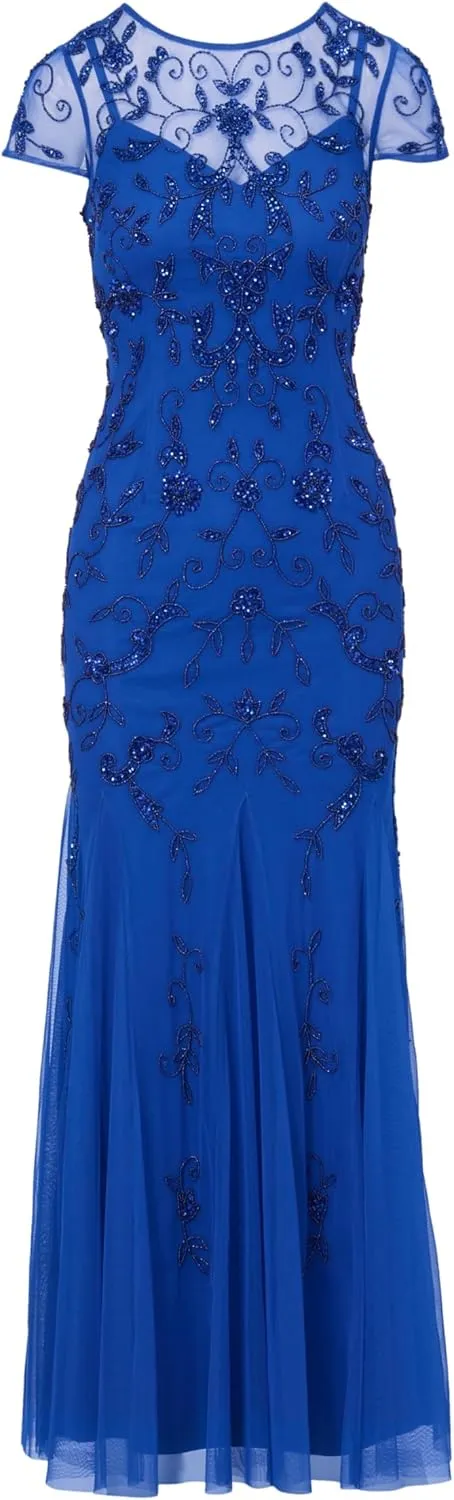 Adrianna Papell Women's Bead Mesh Godet Gown