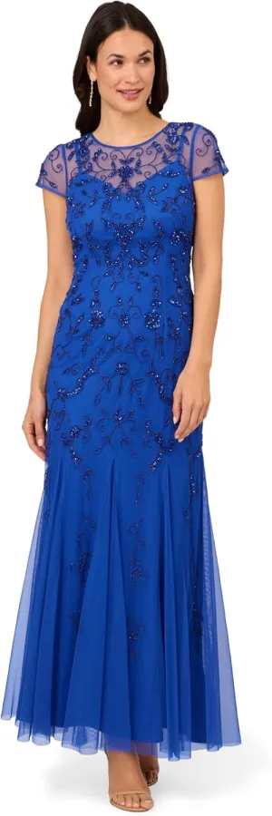 Adrianna Papell Women's Bead Mesh Godet Gown