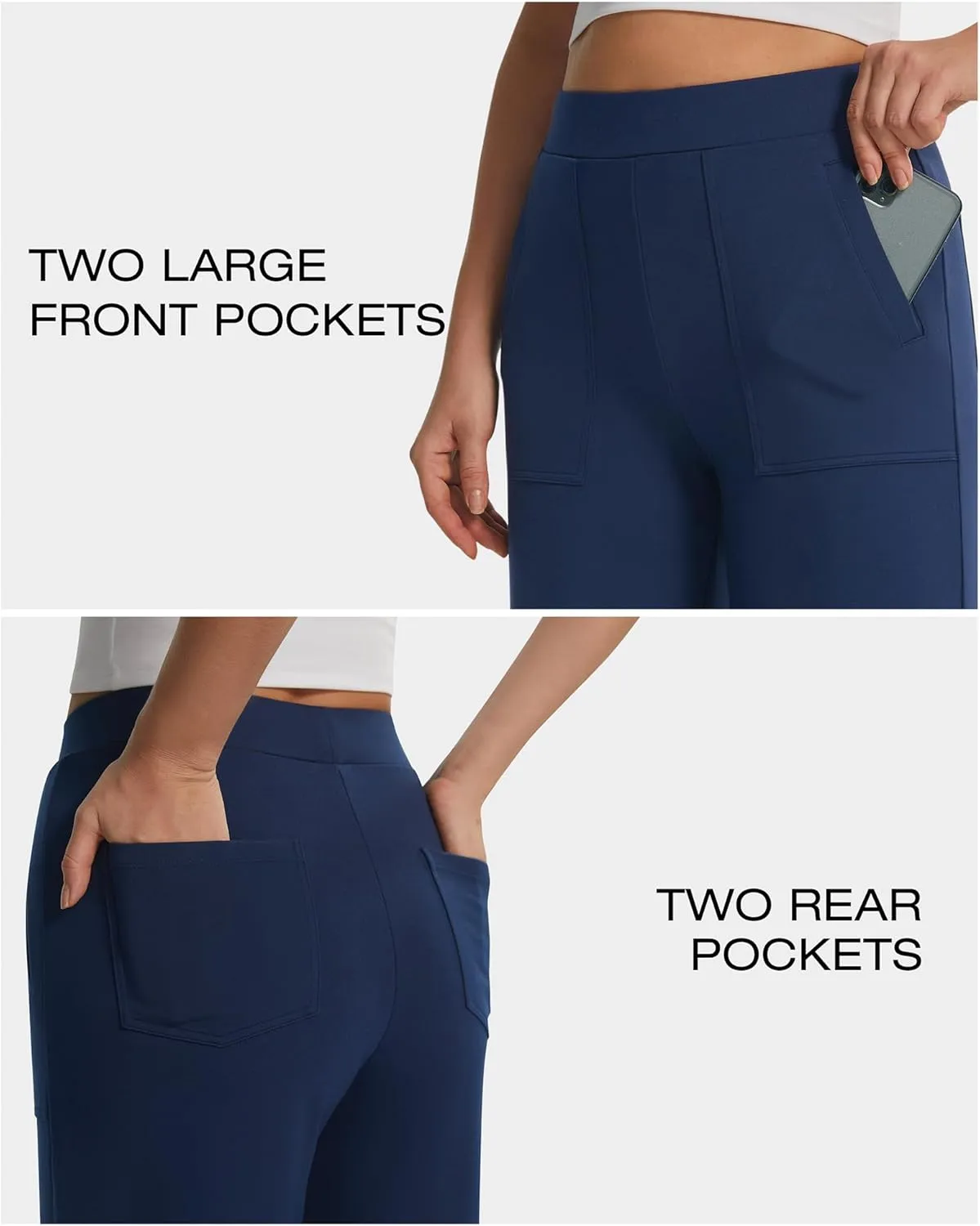 AFITNE Women's Wide Leg Yoga Dress Pants High Waist Stretchy Pull On Work Pants Cropped Casual Lounge Ankle Pants