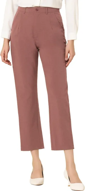 Allegra K Women's Work Dress Pants High Waisted Office Ankle Pants