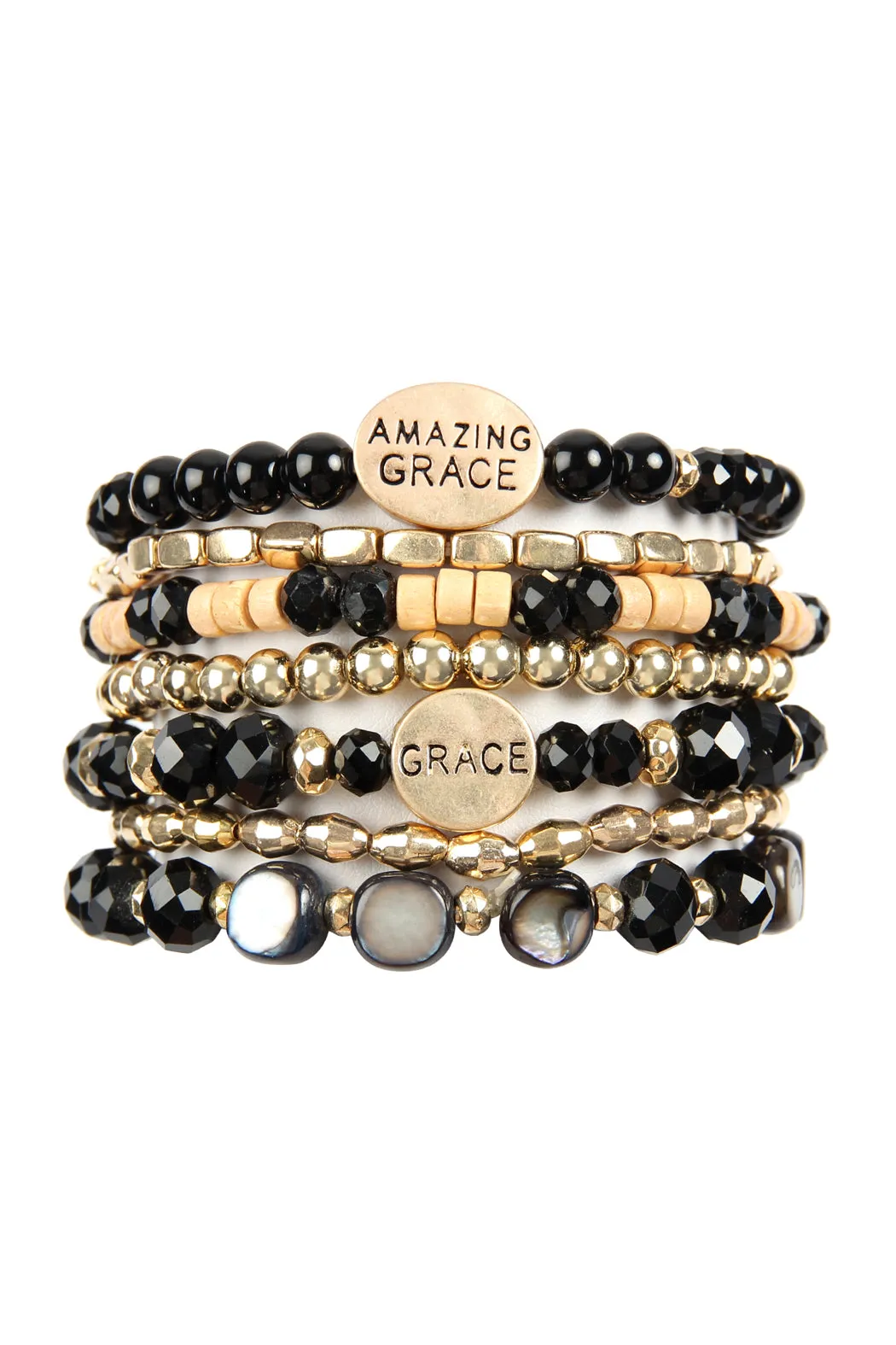 AMAZING GRACE CHARM MIX BEADS BRACELET
