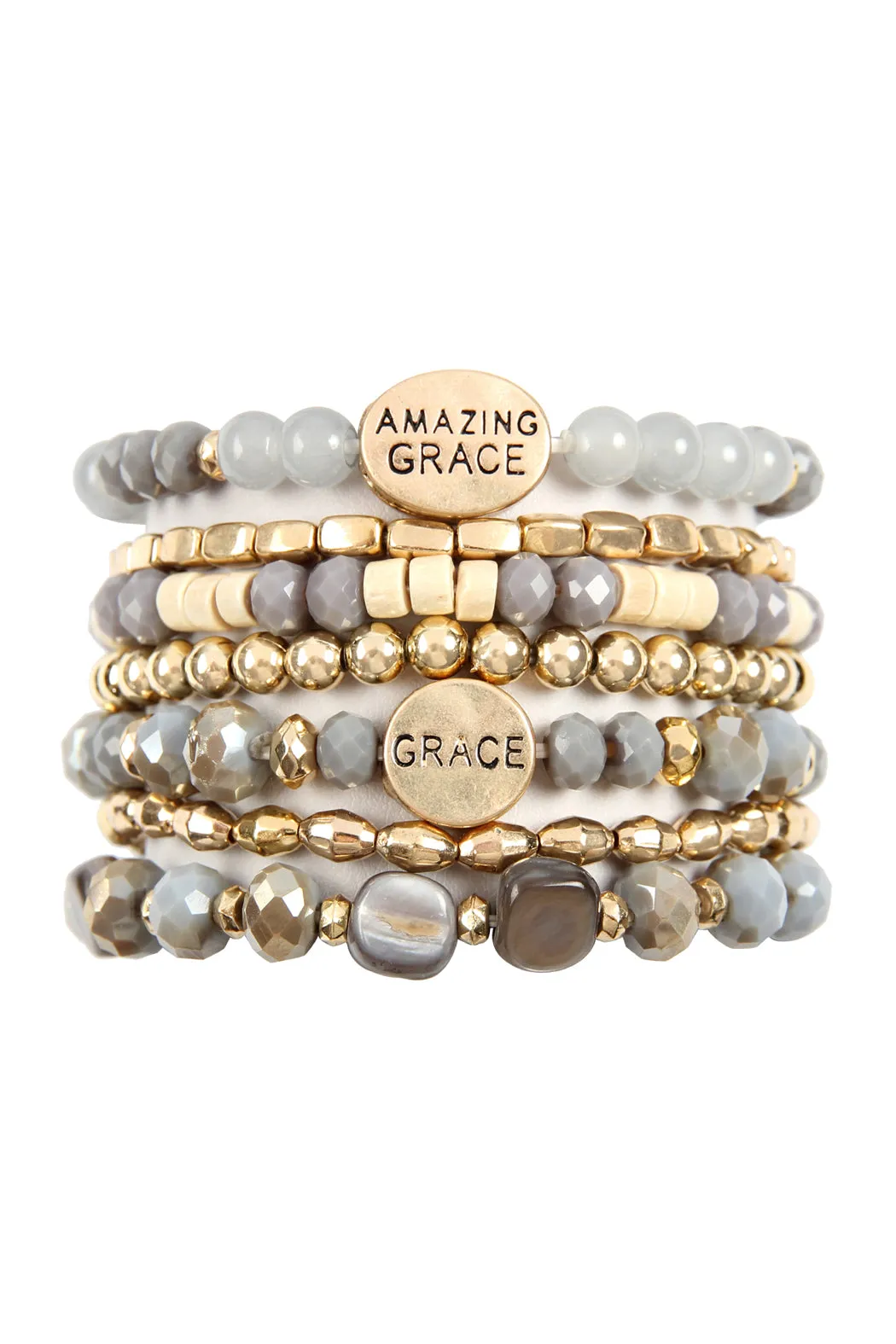 AMAZING GRACE CHARM MIX BEADS BRACELET