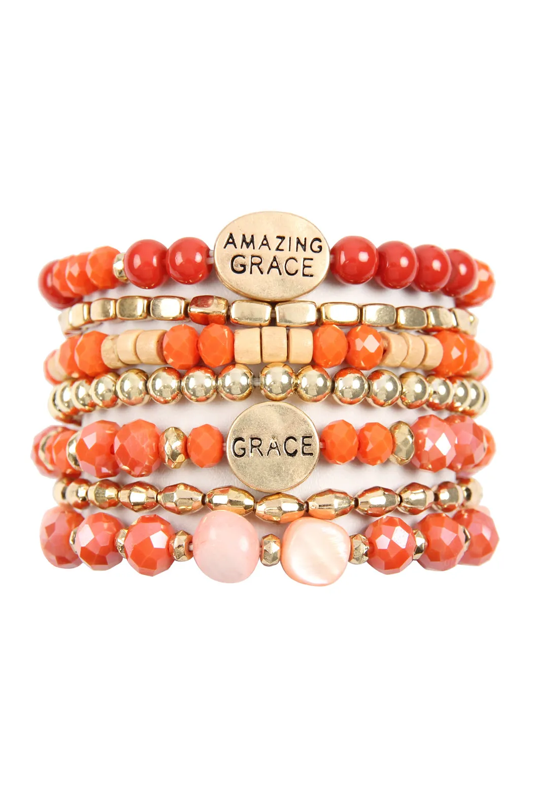 AMAZING GRACE CHARM MIX BEADS BRACELET