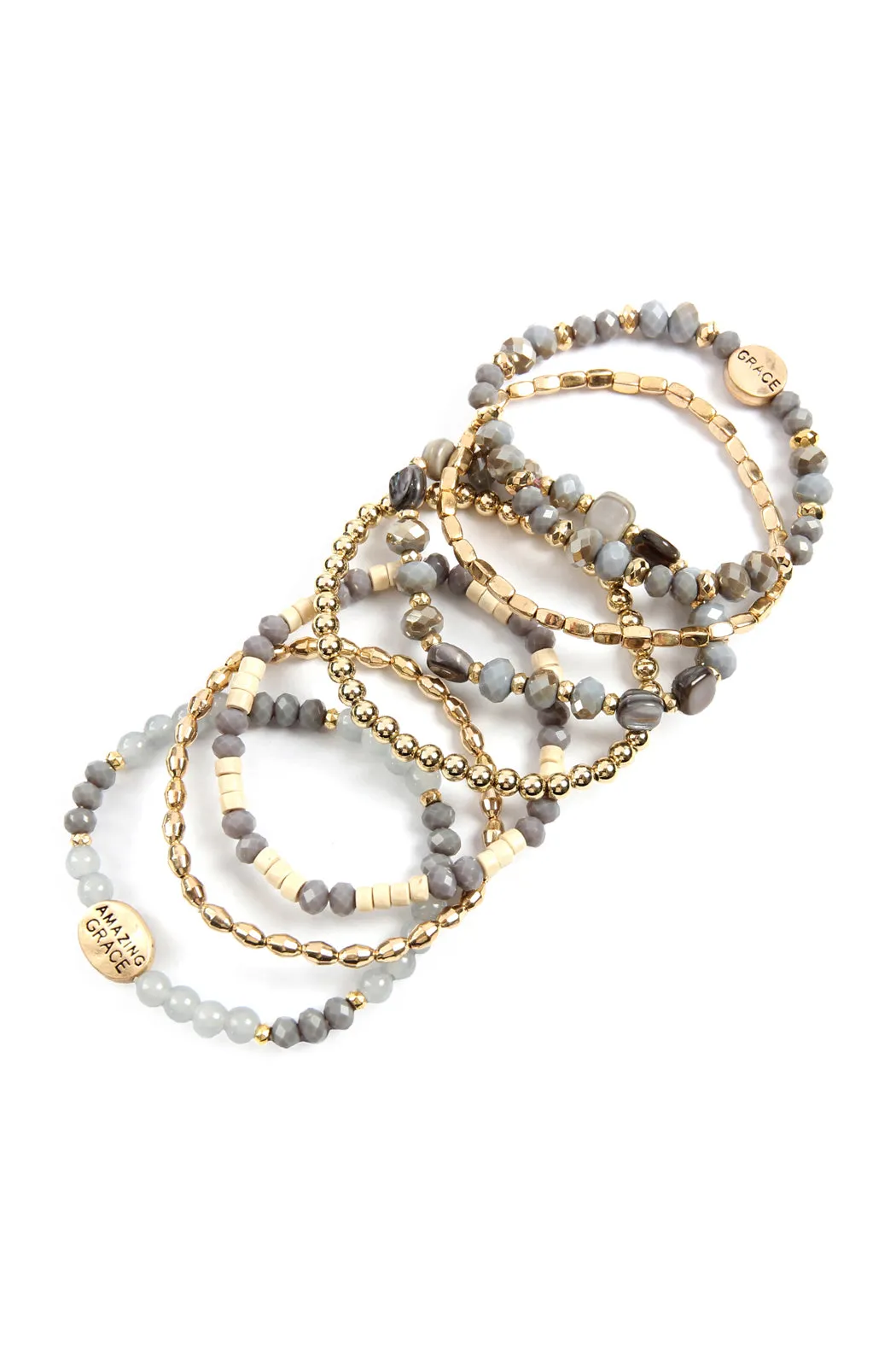 AMAZING GRACE CHARM MIX BEADS BRACELET