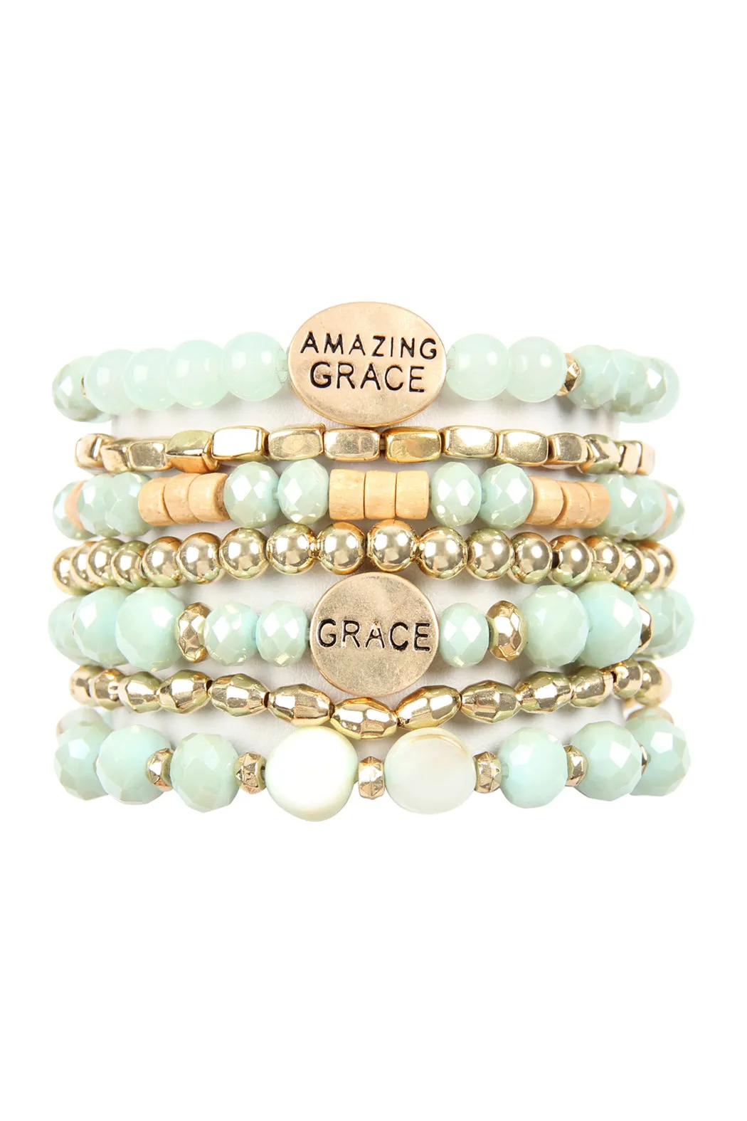 AMAZING GRACE CHARM MIX BEADS BRACELET
