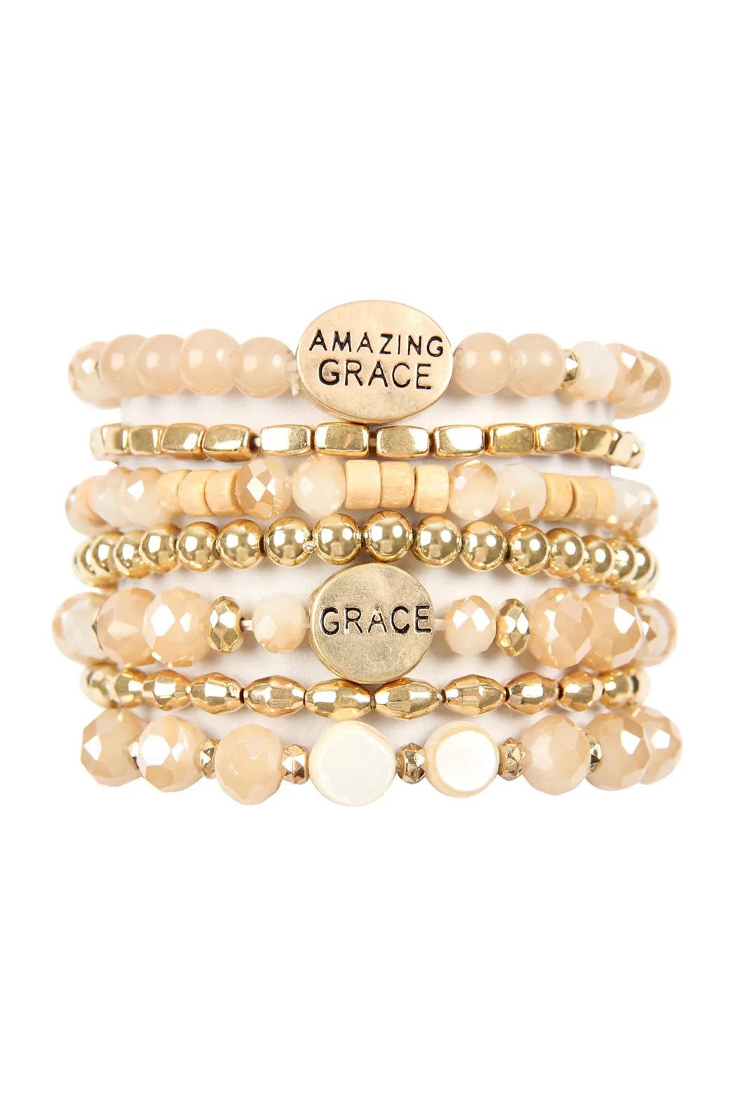 AMAZING GRACE CHARM MIX BEADS BRACELET