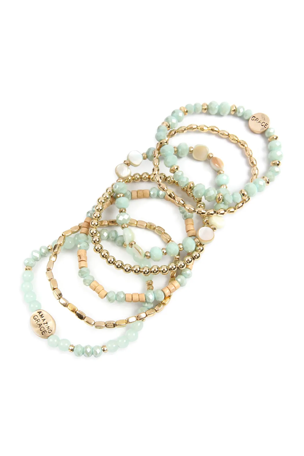 AMAZING GRACE CHARM MIX BEADS BRACELET