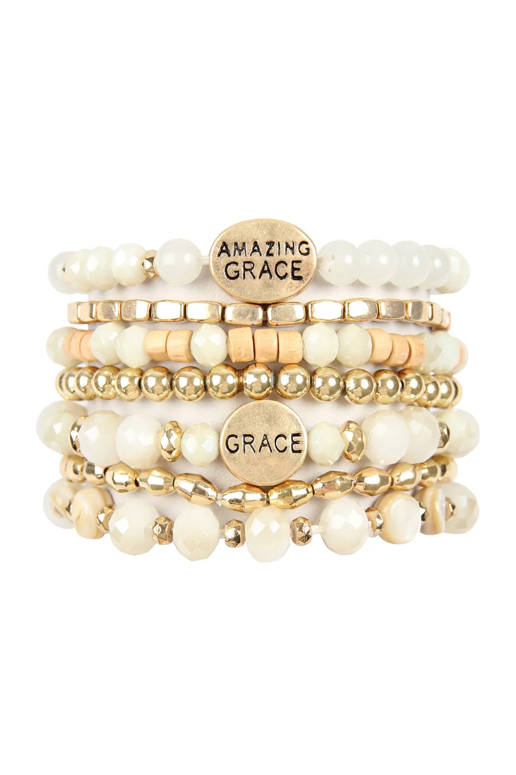 AMAZING GRACE CHARM MIX BEADS BRACELET