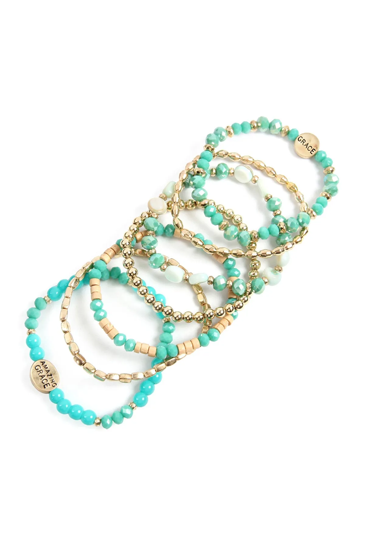 AMAZING GRACE CHARM MIX BEADS BRACELET