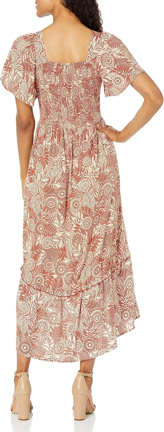 Angie Women's Short Sleeve Twist Front Maxi Dress with Slit