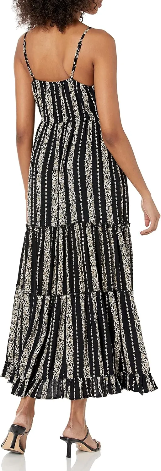 Angie Women's V Neck Maxi Dress Wih Emb