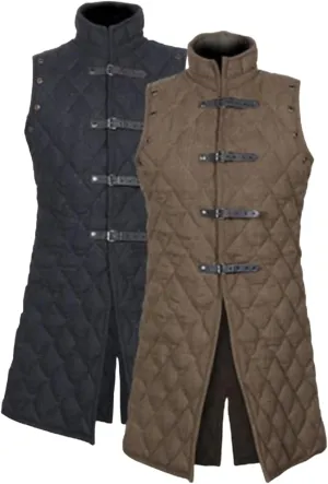 AnNafi Gambeson Coat Aketon Jacket Armor, Costumes Dress SCA Medieval Thick Padded Full Length