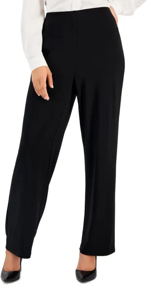 Anne Klein Womens Petites Knit Pull On Wide Leg Pants