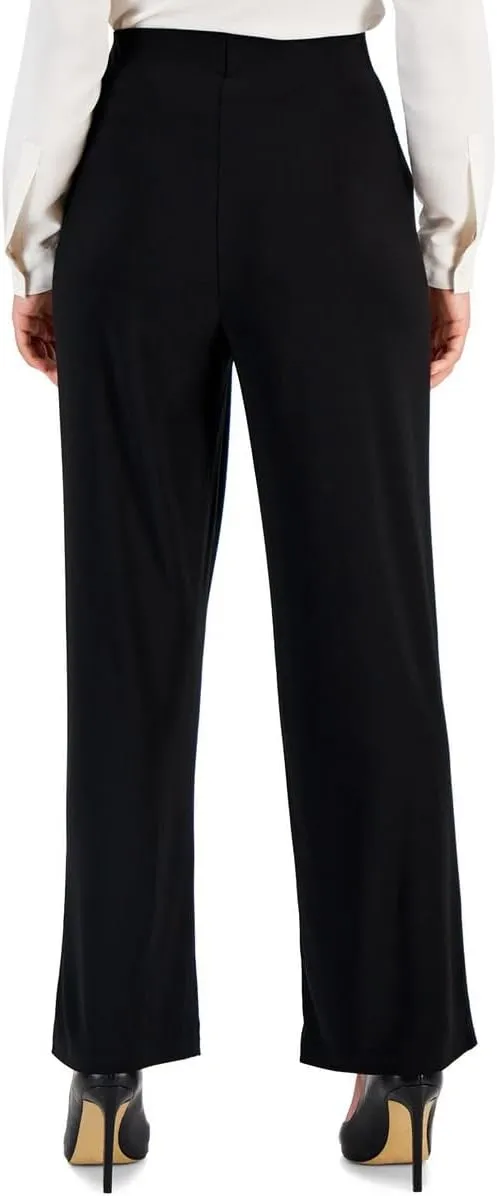 Anne Klein Womens Petites Knit Pull On Wide Leg Pants