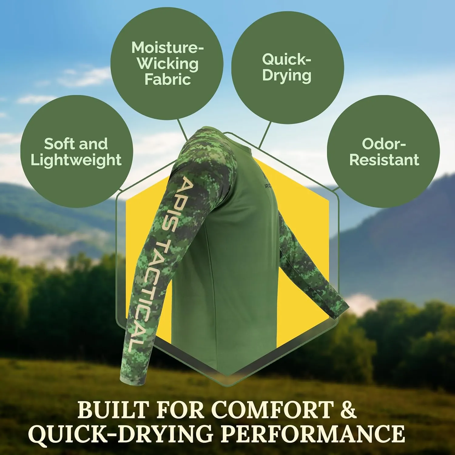 Apis Tacical - All-Season Base Layer - Mens Undershirts for Beekeeping & Outdoors - Moisture-Wicking Long Sleeve Undershirt
