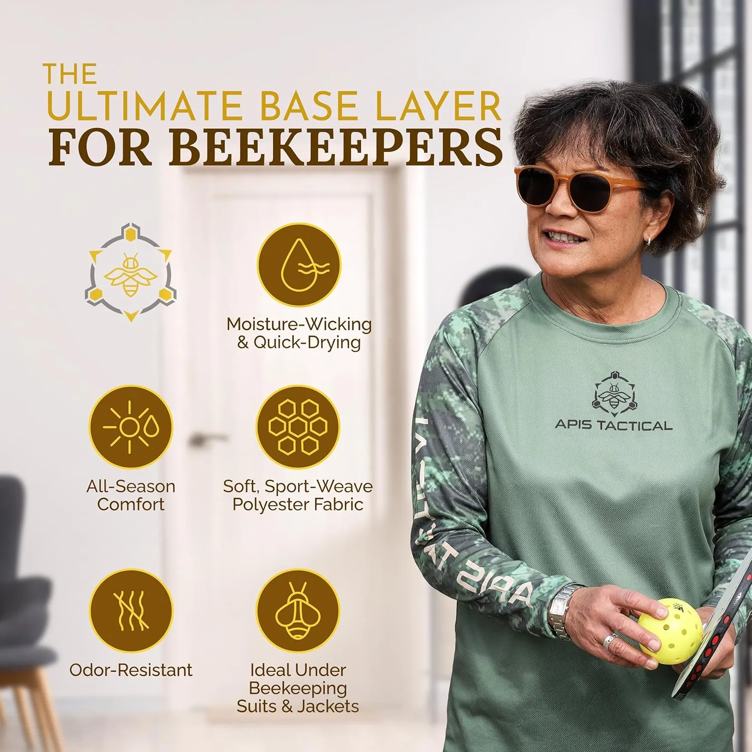 Apis Tacical - All-Season Base Layer - Mens Undershirts for Beekeeping & Outdoors - Moisture-Wicking Long Sleeve Undershirt