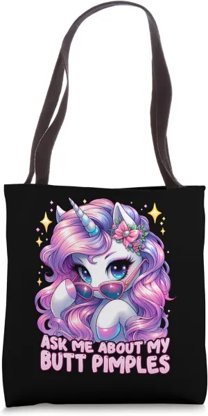Ask Me About My Butt Pimples Funny Inappropriate Weird Gag Tote Bag