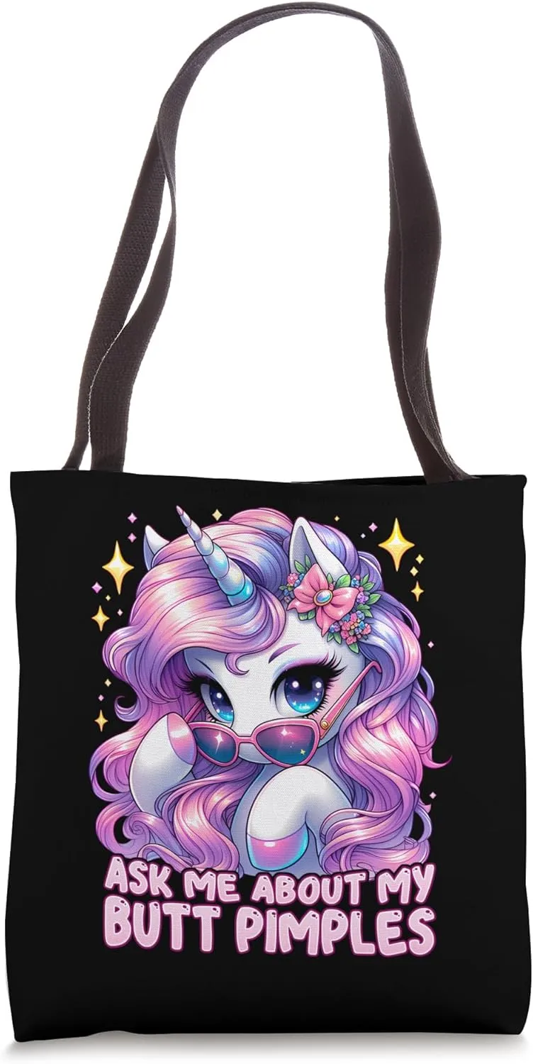 Ask Me About My Butt Pimples Funny Inappropriate Weird Gag Tote Bag