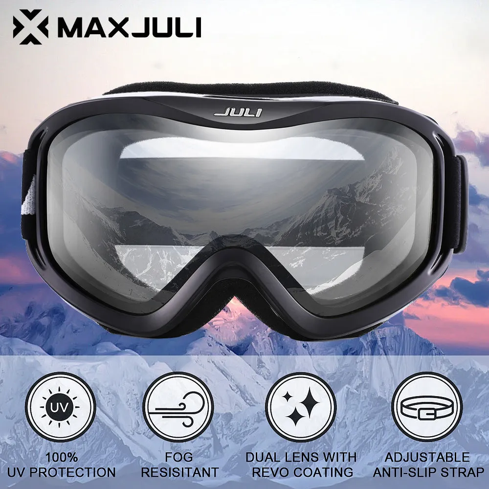 Aurora M4 OTG Ski Goggles - Anti-Fog Double Layer Snow Goggles for Men and Women - Warm Heart Christmas Gift, Excellent Optical Clarity, Comfortable Fit, and Durable Design