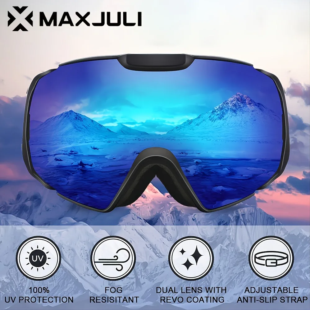 Aurora M4 OTG Ski Goggles - Anti-Fog Double Layer Snow Goggles for Men and Women - Warm Heart Christmas Gift, Excellent Optical Clarity, Comfortable Fit, and Durable Design