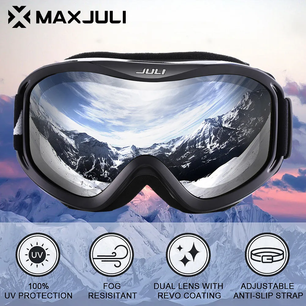 Aurora M4 OTG Ski Goggles - Anti-Fog Double Layer Snow Goggles for Men and Women - Warm Heart Christmas Gift, Excellent Optical Clarity, Comfortable Fit, and Durable Design