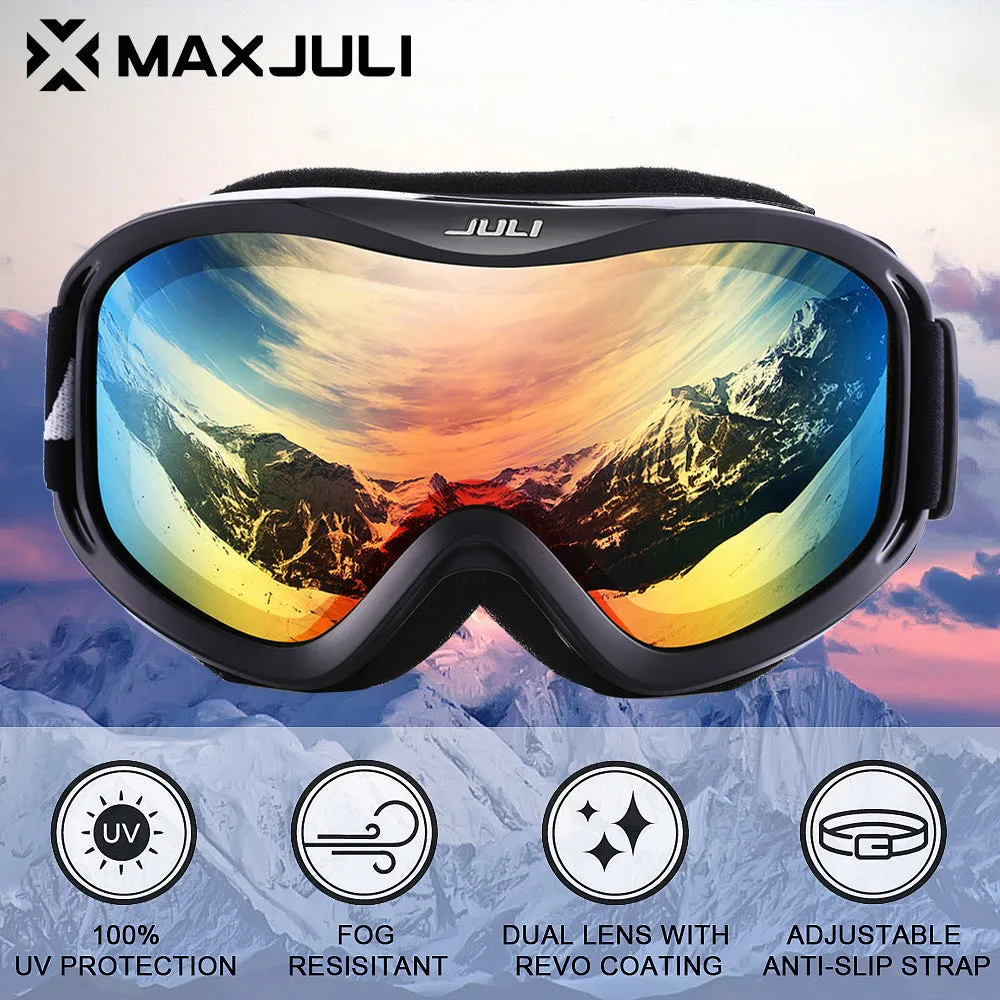 Aurora M4 OTG Ski Goggles - Anti-Fog Double Layer Snow Goggles for Men and Women - Warm Heart Christmas Gift, Excellent Optical Clarity, Comfortable Fit, and Durable Design