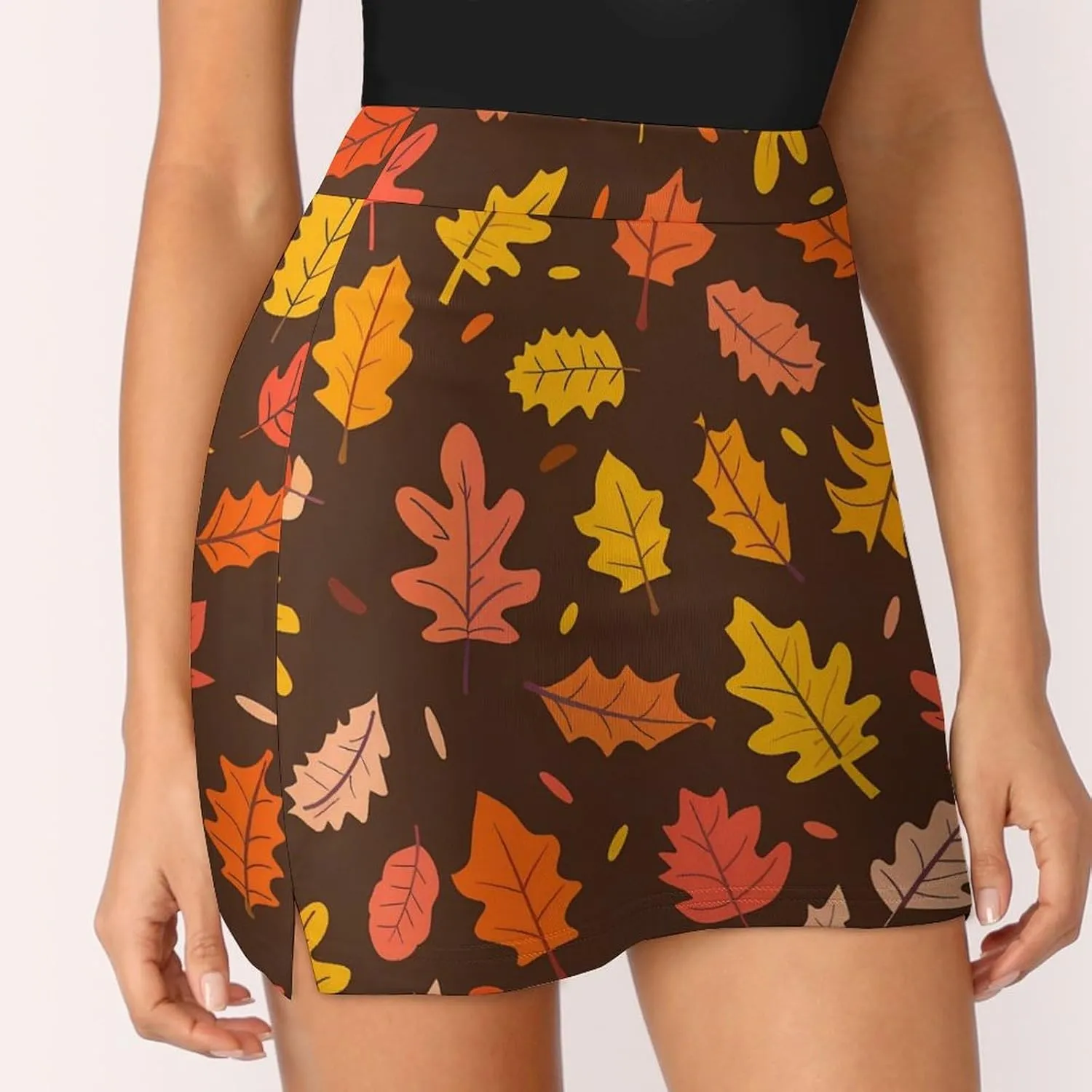 Autumn Leaves Women's Skort Athletic Skirt Golf Skorts A-line Skirts with Built-in Shorts Pockets