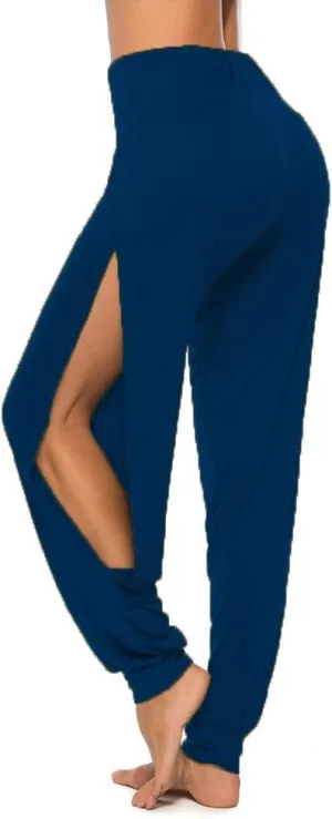 AvaCostume Womens Harem Yoga Pants Side Slit Sport Workout Sweatpants