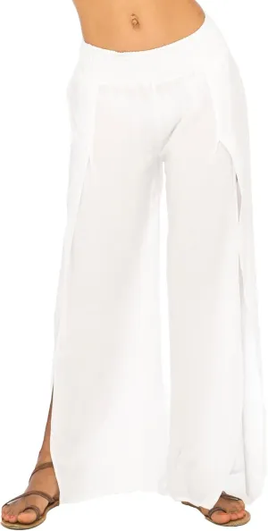 Back From Bali Womens Palazzo Pants Wide Leg Loose Beach Pants with Slit Boho Swimsuit Cover Up