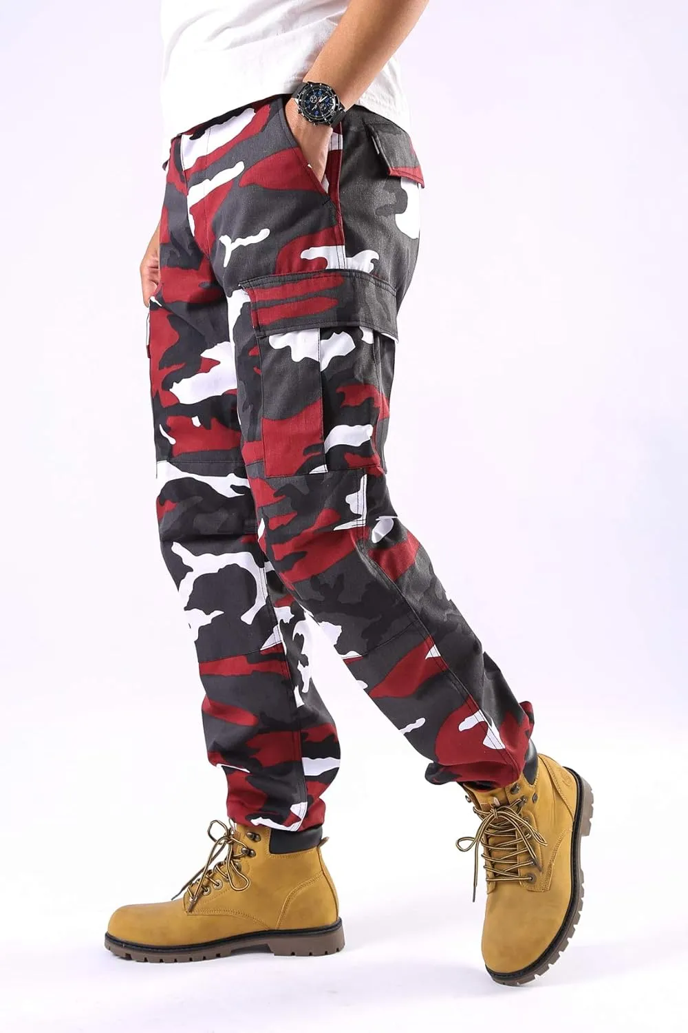 BACKBONE Mens Casual Street Fashion Camo Cargo Pants Army Combat Military BDU Pants Work Hunt Pants