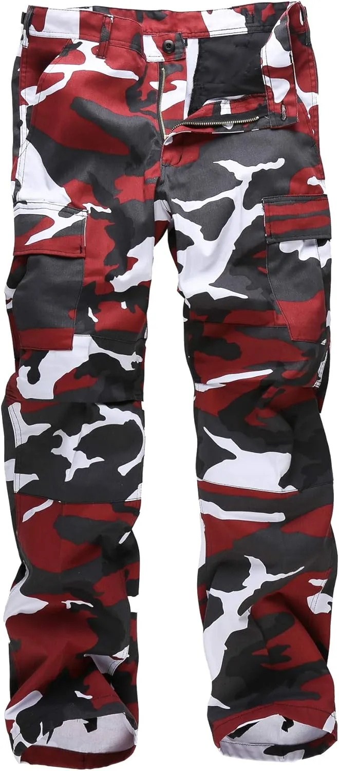 BACKBONE Mens Casual Street Fashion Camo Cargo Pants Army Combat Military BDU Pants Work Hunt Pants