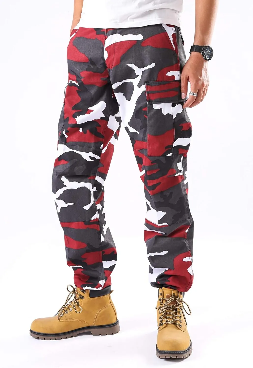 BACKBONE Mens Casual Street Fashion Camo Cargo Pants Army Combat Military BDU Pants Work Hunt Pants