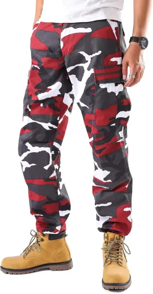 BACKBONE Mens Casual Street Fashion Camo Cargo Pants Army Combat Military BDU Pants Work Hunt Pants
