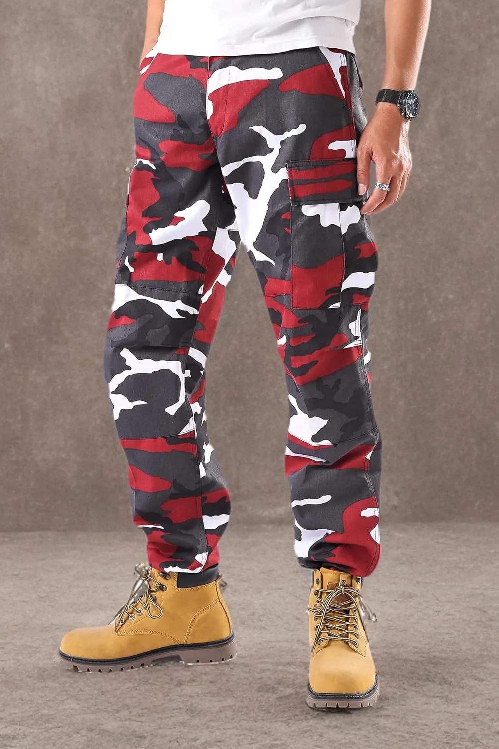 BACKBONE Mens Casual Street Fashion Camo Cargo Pants Army Combat Military BDU Pants Work Hunt Pants