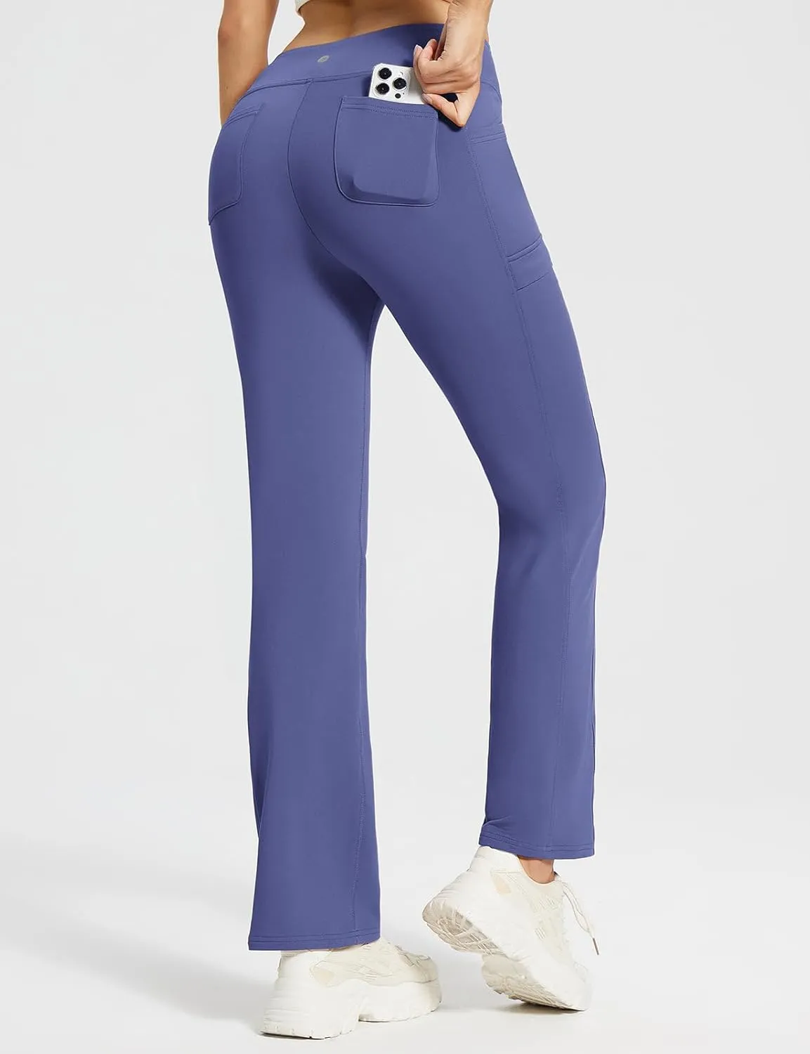 baleaf Women's Fleece Lined Pants Yoga Pants Warm Thermal Winter High Waisted Straight Leg Leggings with 6 Pockets