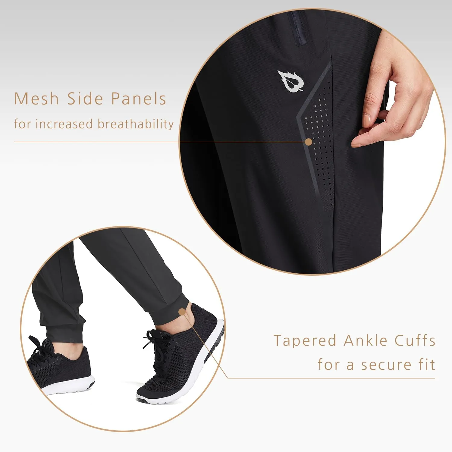 baleaf Women's Joggers Running Hiking Pants Lightweight Quick Dry Athletic Travel Workout with Zipper Pockets