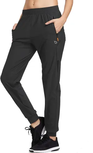 baleaf Women's Joggers Running Hiking Pants Lightweight Quick Dry Athletic Travel Workout with Zipper Pockets