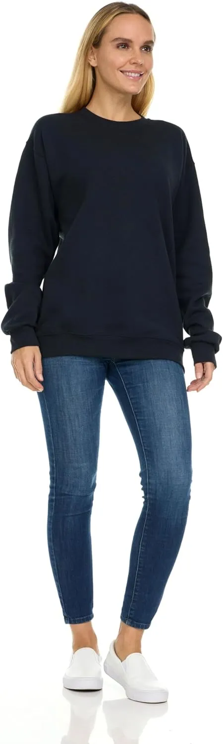 BILLIONHATS 3 Pack Womens Oversized Crew Neck Sweatshirt, Fleece Lined, Bulk Wholesale Sweatshirts
